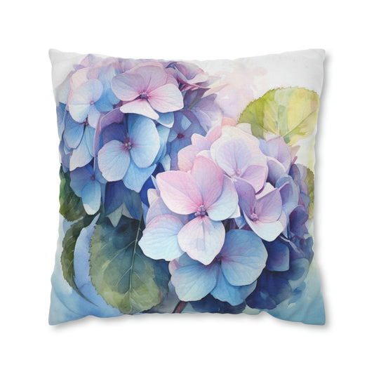 Hydrangea Flowers Pillow Case, Watercolor Floral Art Blue Pink Square Throw Decorative Cover Decor Couch Cushion 20 x 20 Zipper Sofa Starcove Fashion