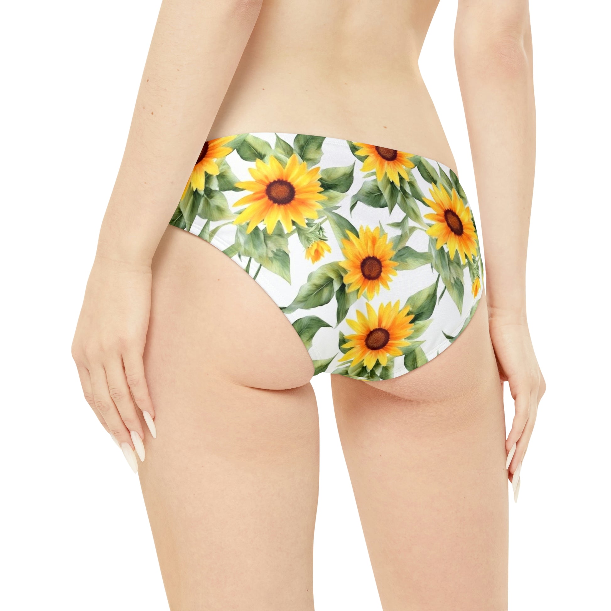 Sunflower Bikini Set, Yellow Flowers Floral White Cute High Waisted Ch –  Starcove Fashion