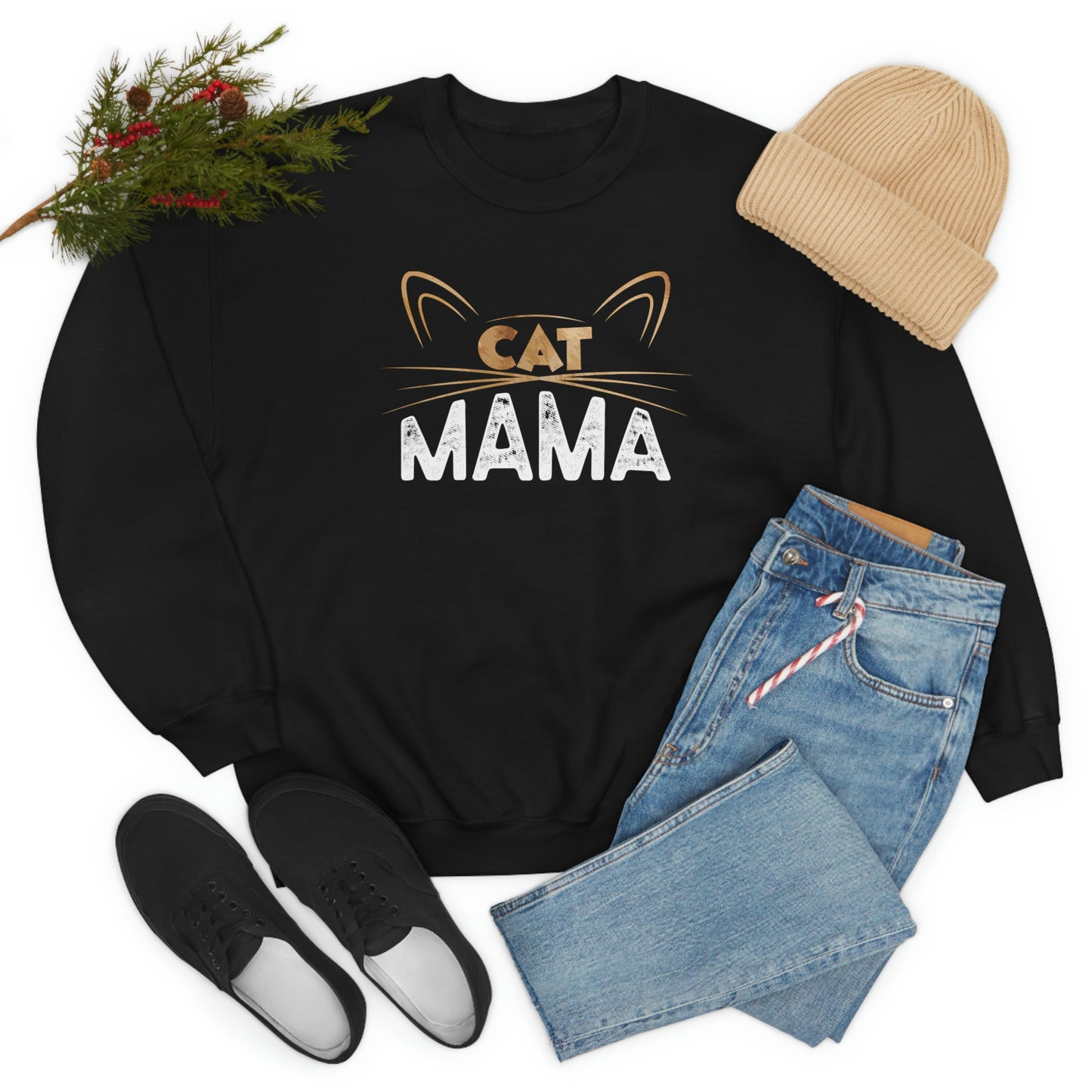 Cat Mom Sweatshirt, Cat Lover Mama Funny Graphic Crewneck Fleece Cotton Sweater Jumper Pullover Unisex Women Adult Aesthetic Top Starcove Fashion