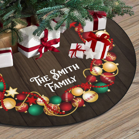 Custom Christmas Tree Skirt, Personalized Family Name Vintage Stand Small Large Base Washable Cover Home Decor Decoration Party