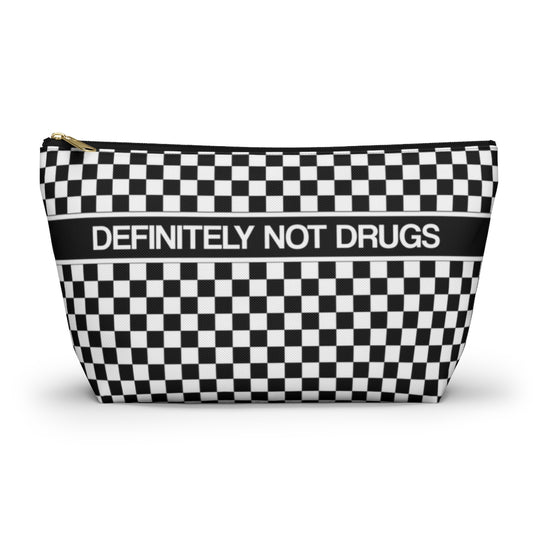 Definitely Not Drugs Bag, Funny Zip Pouch Medicinal Med Medication Checkered Black White Canvas Zipper Large Small Travel Organizer Starcove Fashion