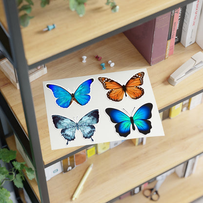 Butterfly Sticker Sheets Set,  Blue Orange Monarch Realistic Aesthetic Cute Wall Decal Pack Car Decor Vinyl Water Proof Die Cut Starcove Fashion