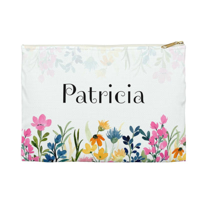 Custom Best Friend Gift, Wildflowers Makeup Bag Personalized Name Case Floral Monogram Zipper Travel Cosmetics Pouch Starcove Fashion