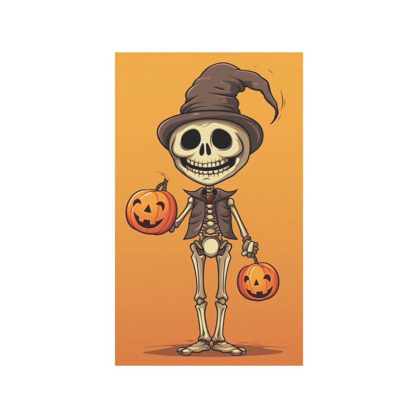 Skeleton Garden Flag, Fall Autumn Pumpkin Halloween Home Banner Spooky Season Yard Decoration House Outdoor Funny Sign