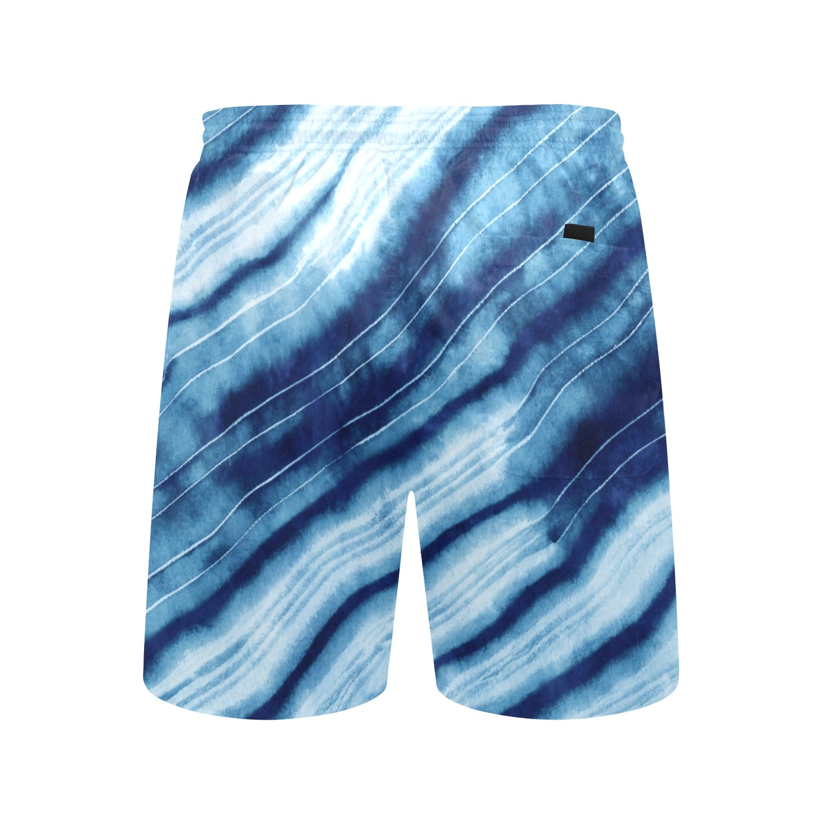 Tie Dye Men Swim Trunks, Blue Shibori Mid Length Shorts Beach Pockets Mesh Lining Drawstring Boys Casual Bathing Suit Plus Size Swimwear Starcove Fashion