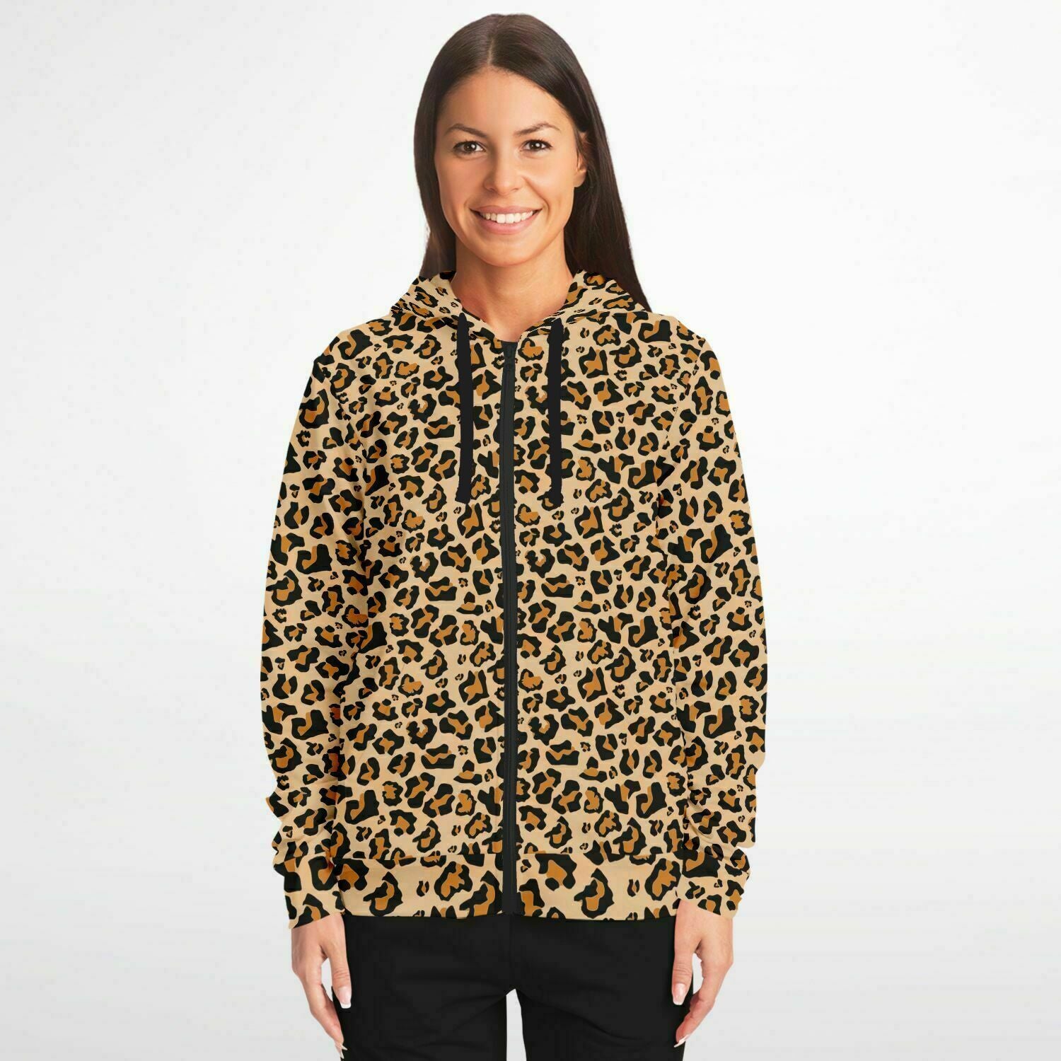 Leopard fleece zip online up