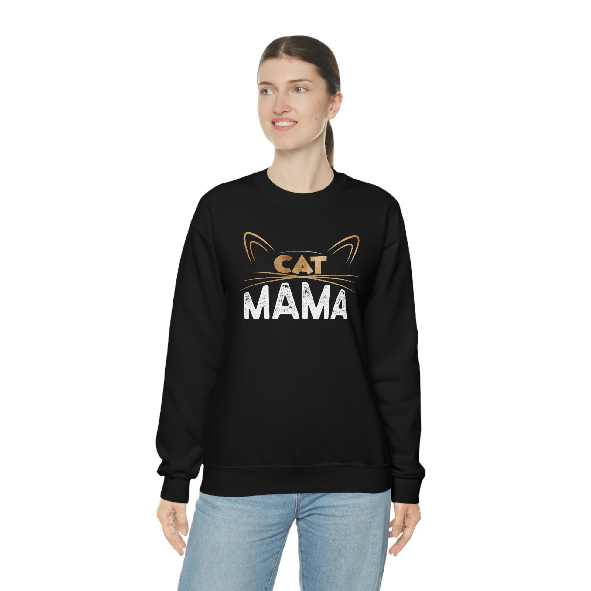 Cat Mom Sweatshirt, Cat Lover Mama Funny Graphic Crewneck Fleece Cotton Sweater Jumper Pullover Unisex Women Adult Aesthetic Top Starcove Fashion