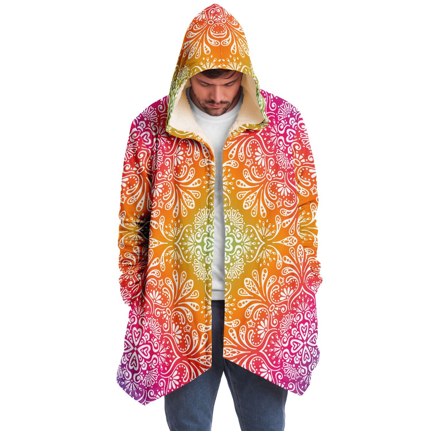 SUN & MOON-RAY Mandala Dream Cloak, Warm Cozy Oversized deals Trippy Hoodie Festival Fashion, Custom Hoodie Cloak Coat, Hooded Cape Cloak