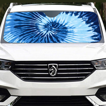 Tie Dye Windshield Sun Shade, Blue Spiral Hippie Car Accessories Auto Protector Window Visor Screen Cover Decor Starcove Fashion