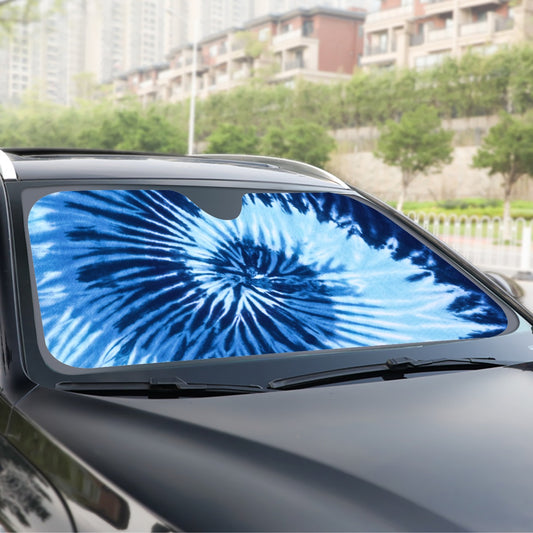 Tie Dye Windshield Sun Shade, Blue Spiral Hippie Car Accessories Auto Protector Window Visor Screen Cover Decor Starcove Fashion