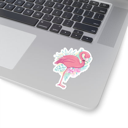 Pink Flamingo Sticker, Tropical flowers  Laptop Decal Vinyl Cute Waterbottle Tumbler Car Bumper Aesthetic Die Cut Wall Mural Starcove Fashion