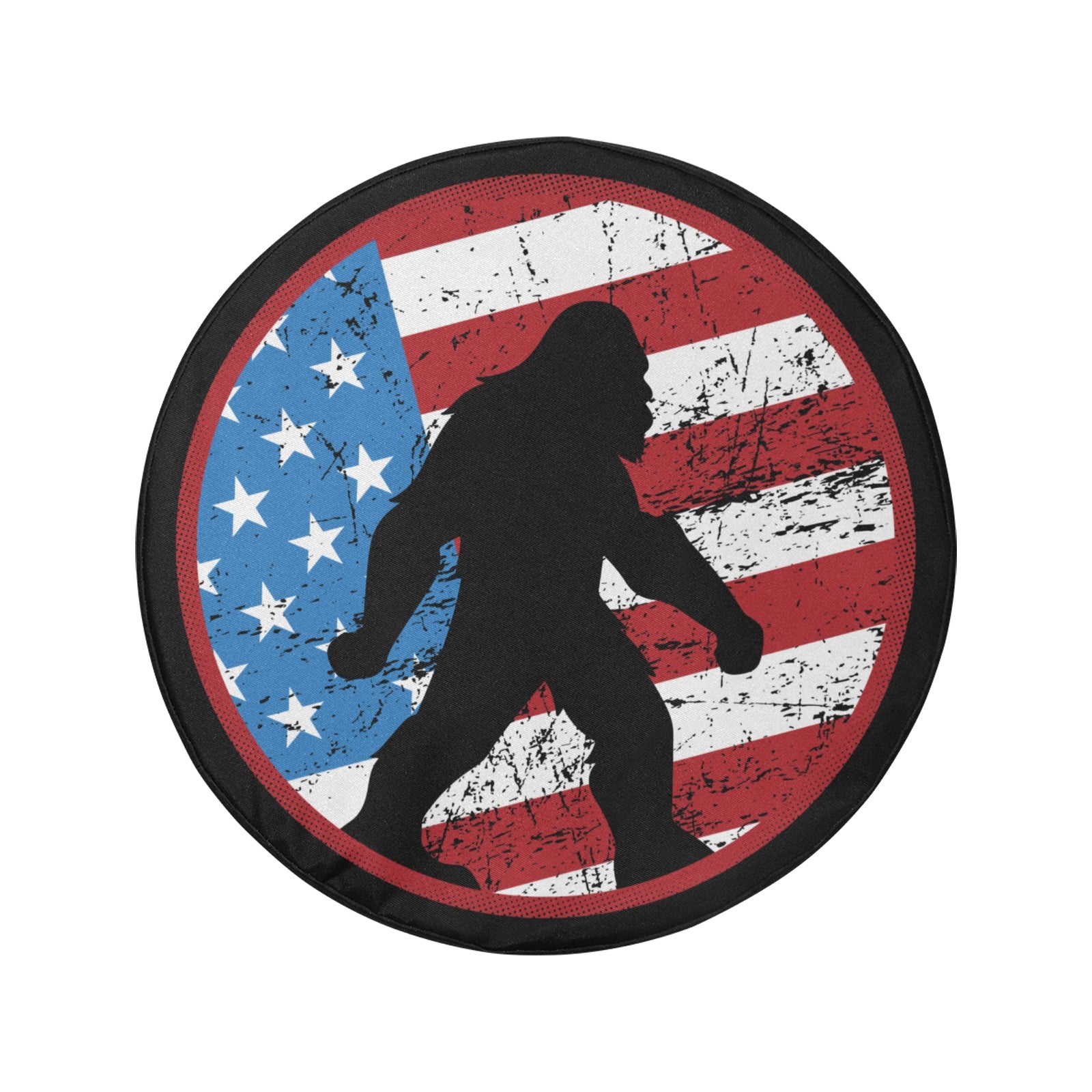 Bigfoot or Sasquatch American Flag Spare top Tire Cover for any Vehicle, Make, Model and Size