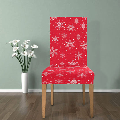 Red Snowflakes Dining Chair Seat Covers, Christmas Xmas Winter Stretch Slipcover Furniture Dining Room Home Decor