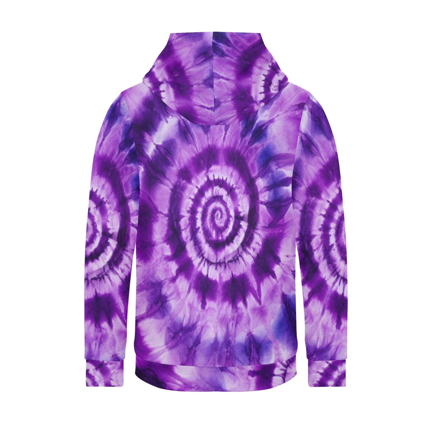 Purple Tie Dye Women Pullover Fleece Hoodie, Aesthetic Graphic Hooded Long Sleeve Sweatshirt with Pockets