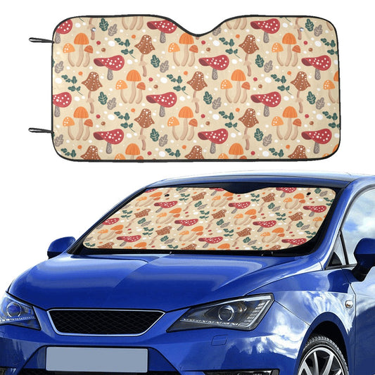 Mushroom Car Sunshade, Windshield Cottagecore Fall Accessories Auto Protector Front Window Visor Screen Decor Gift 55" x 29.53"