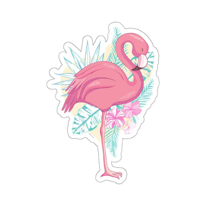 Pink Flamingo Sticker, Tropical flowers  Laptop Decal Vinyl Cute Waterbottle Tumbler Car Bumper Aesthetic Die Cut Wall Mural Starcove Fashion