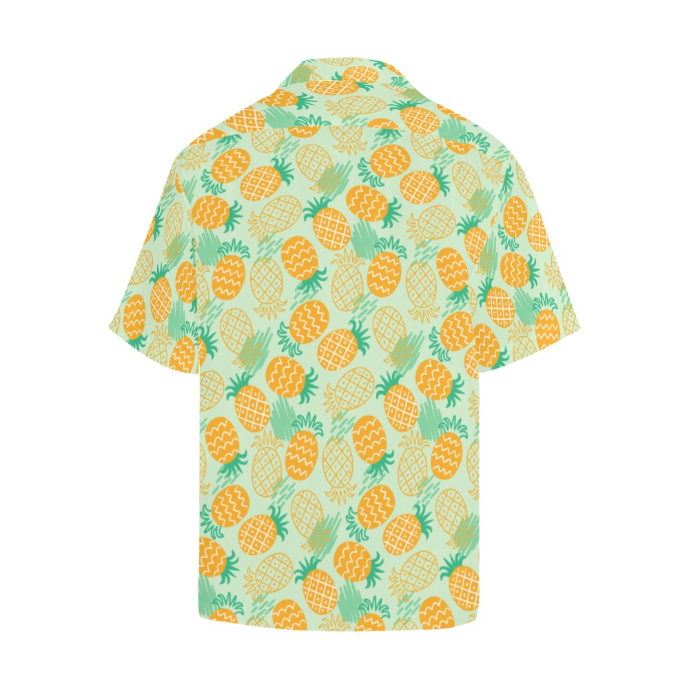 Pineapple Men Hawaiian shirt, Tropical Yellow Green Print Vintage Retro  Summer Hawaii Aloha Beach Plus Size Cool Button Up Shirt