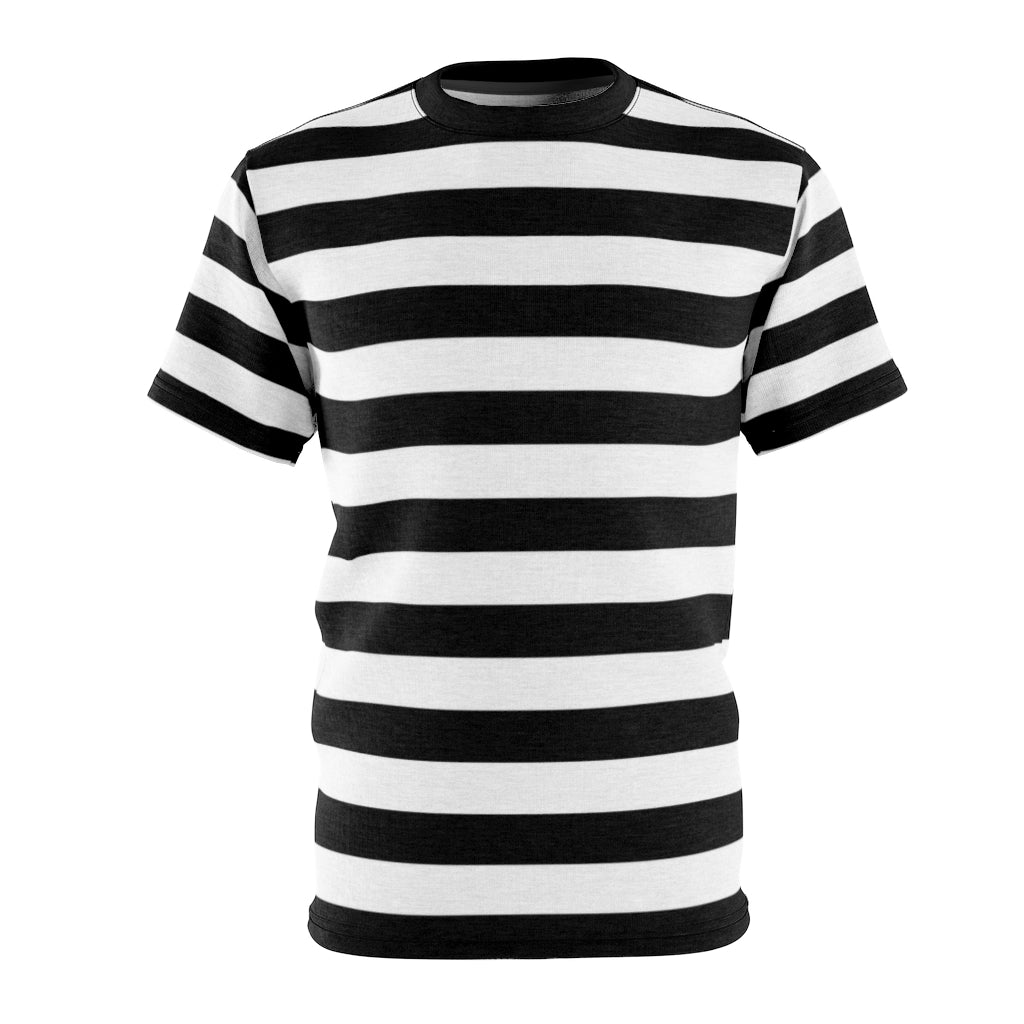 Black White Striped Men T Shirt, Vintage Horizontal Stripes 90s Unisex  Designer Crewneck Short Sleeve Tee Gifts