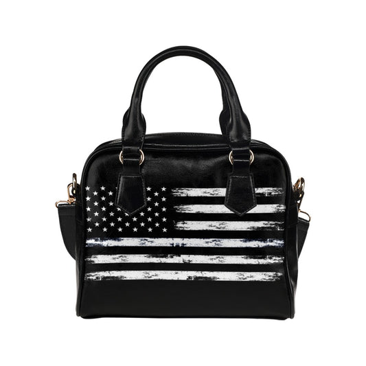 American Flag Purse, Distressed USA Patriotic Black Cute Small Shoulder Bag High Grade PU Leather Women Designer Handbag Starcove Fashion