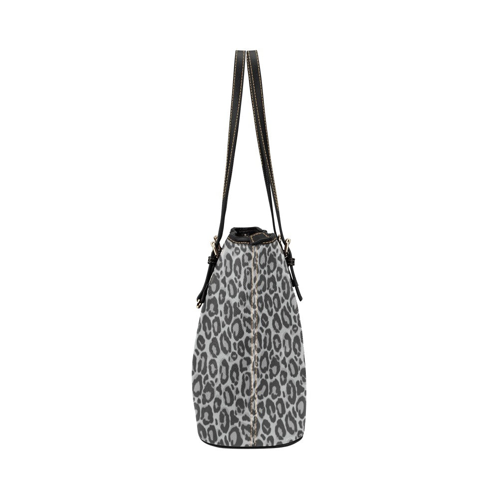 Grey Leopard Tote Bag Purse, Animal Print Cheetah Print Handbag Women High Grade Leather Zip Top Small Large Designer Handmade Shoulder Starcove Fashion