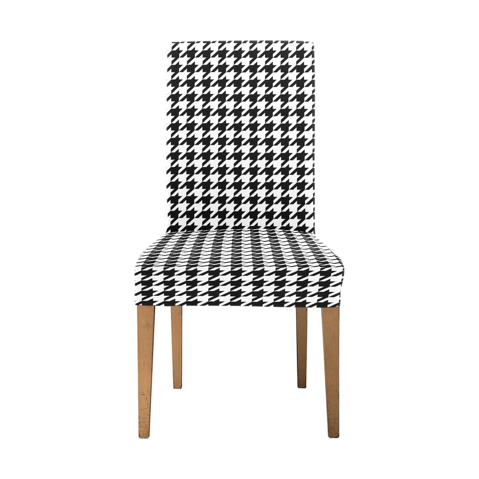 Houndstooth Dining Chair Seat Covers, Black White Pattern Stretch Slipcover Furniture Dining Room Party Banquet Home Decor Starcove Fashion