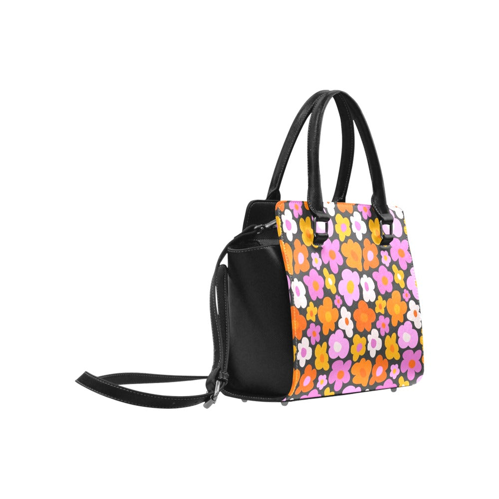 Floral Vegan Leather Top Handle orders Women's Purse Retro Style