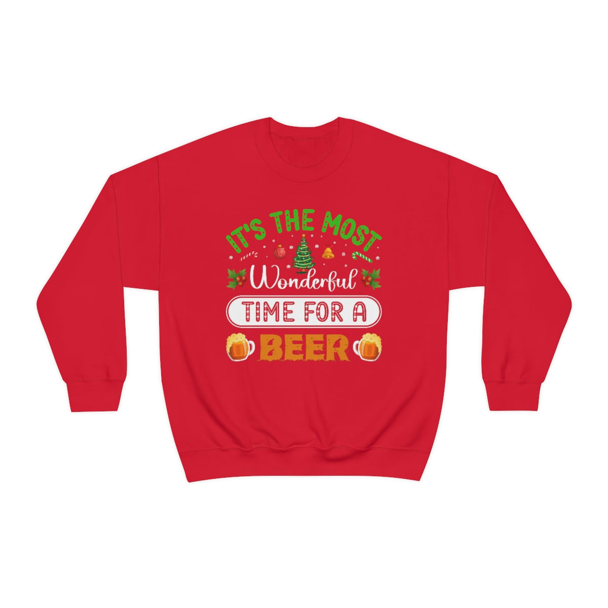 Beer Ugly Holiday Sweater, Wonderful Time Drinking Christmas Xmas Print Women Men Funny Party Winter Outfit Sweatshirt Gift Starcove Fashion