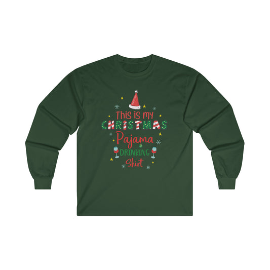 This is My Christmas Pajama Drinking Shirt, Funny Family Xmas Party Ugly Wine Eve St Nicolas Men Women Long Sleeve Top Gift Starcove Fashion