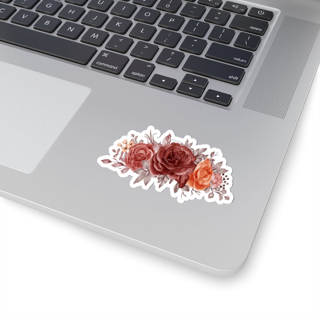 Red Flowers Sticker, Roses Pink Floral Laptop Decal Vinyl Cute Waterbottle Tumbler Car Waterproof Bumper Aesthetic Die Cut Wall Mural Starcove Fashion