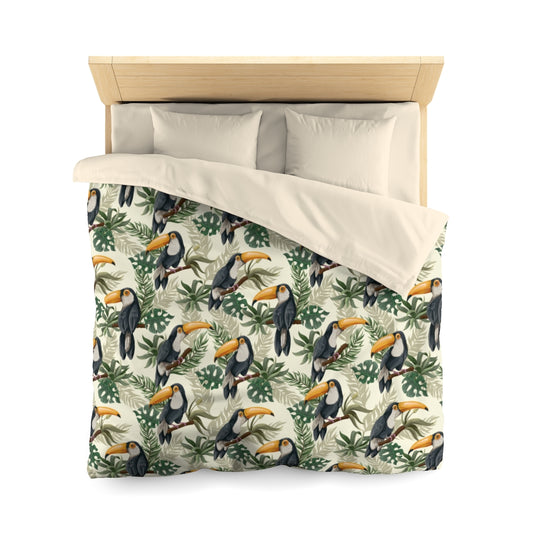 Toucan Tropical Duvet Cover, Bird Leaves Microfiber Full Queen Twin Unique Vibrant Bed Cover Modern Home Bedding Bedroom Décor Starcove Fashion