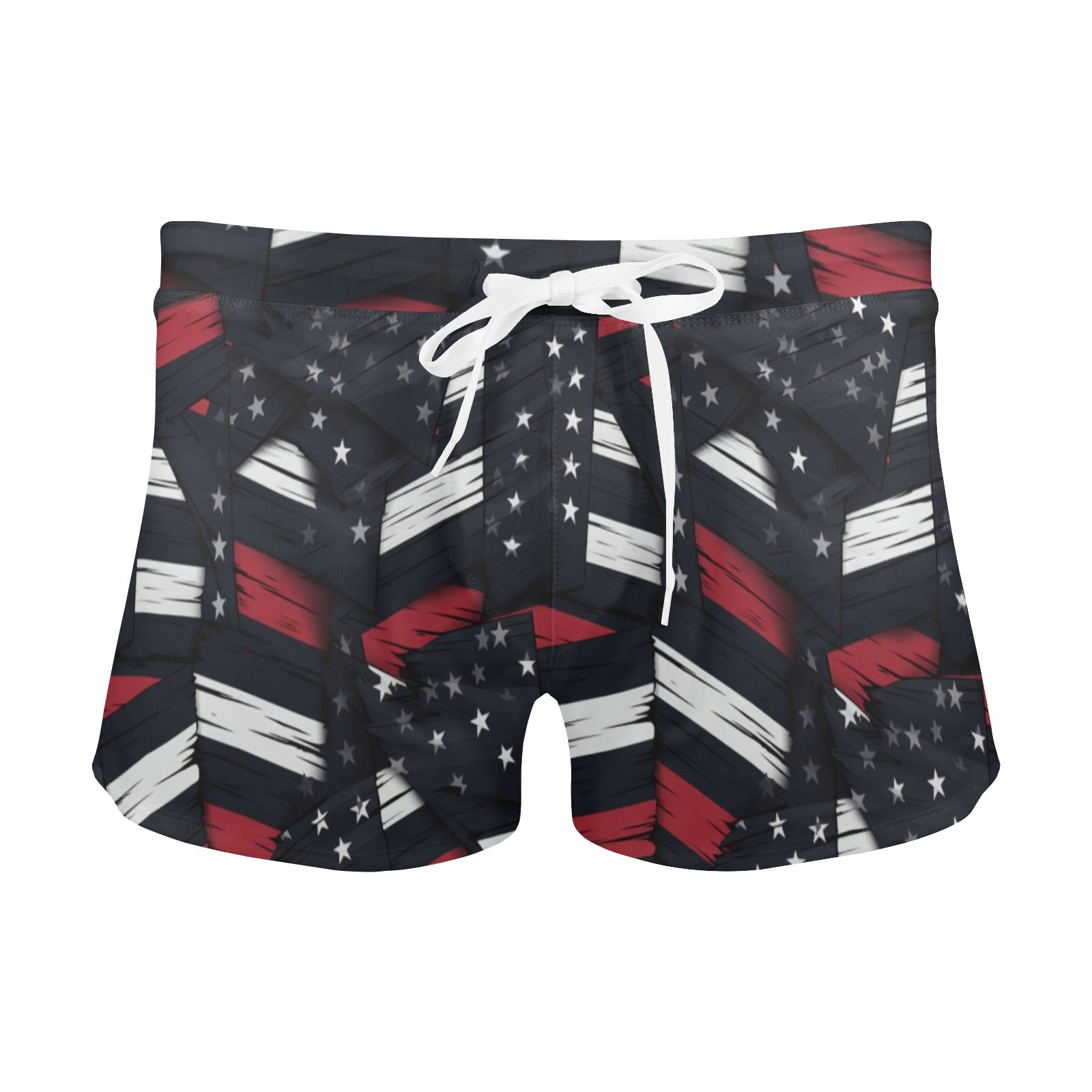 American Flag Men Swim Trunks Sexy, Red White Blue USA Stars