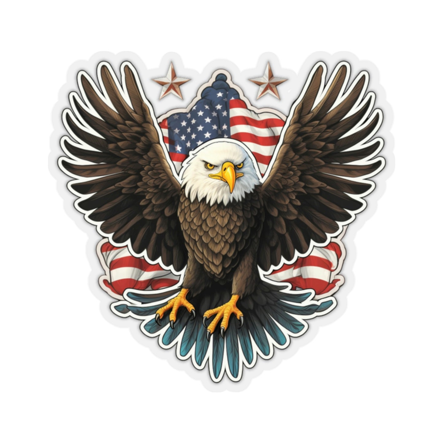 Bald Eagle Sticker, American Flag Patriotic USA Bird Laptop Decal Vinyl Waterbottle Tumbler Car Waterproof Bumper Die Cut Wall Mural Starcove Fashion