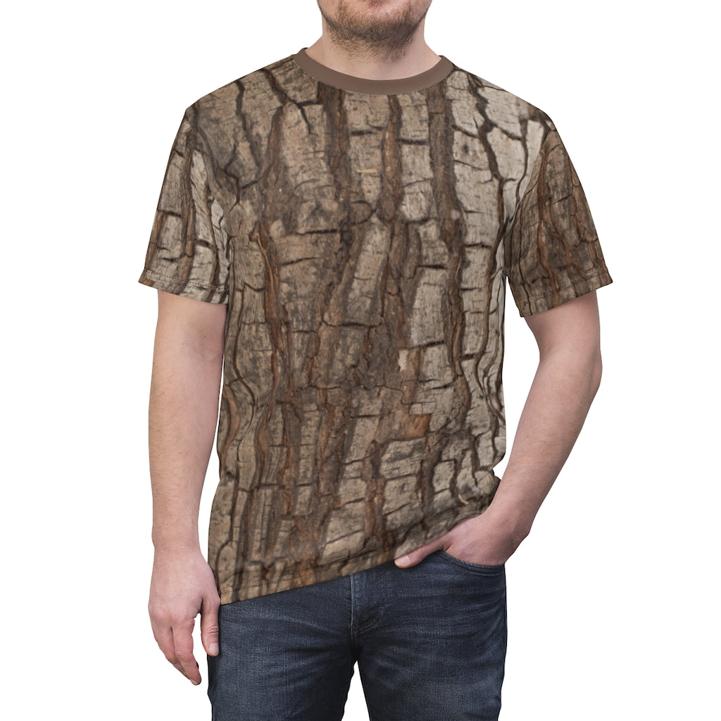 Real Tree  Bark Print Shirt, Camo Costume Men Adult Wood Trunk Nature Forest Hunting Camouflage Halloween Cosplay Women Tee Starcove Fashion