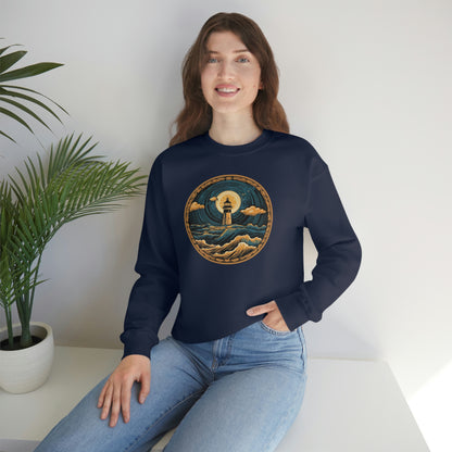 Lighthouse Sweatshirt, Waves Montauk Graphic Crewneck Fleece Cotton Sweater Jumper Pullover Men Women Adult Aesthetic Designer Top Starcove Fashion