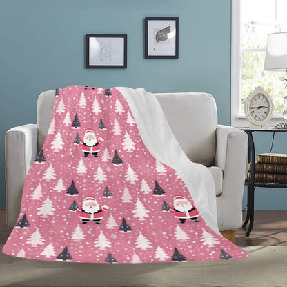 Pink Christmas Trees Fleece Throw Blanket, Santa Claus Xmas Soft Plush Fluffy Cozy Warm Adult Kids Small Large Sofa Bed 50x60 Decorative Starcove Fashion