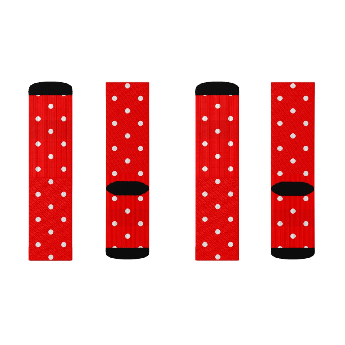 Red Polka Dots Socks, White Crew 3D Sublimation Women Men Designer Fun Novelty Cool Funky Casual Cute Unique Gift Starcove Fashion