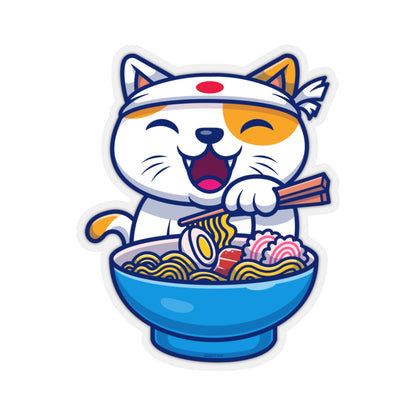 Cat Ramen Food Sticker, Asian Noodle  Laptop Decal Vinyl Cute Waterbottle Tumbler Car Waterproof Bumper Aesthetic Die Cut Wall Mural Starcove Fashion