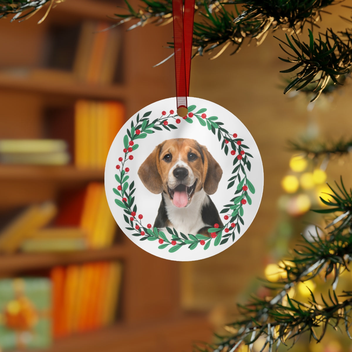 Custom Dog Metal Ornaments,  Personalized Photo Pet Cat Gift for Mom Dad Christmas Wreath Holiday Decor Tree Ribbon Starcove Fashion