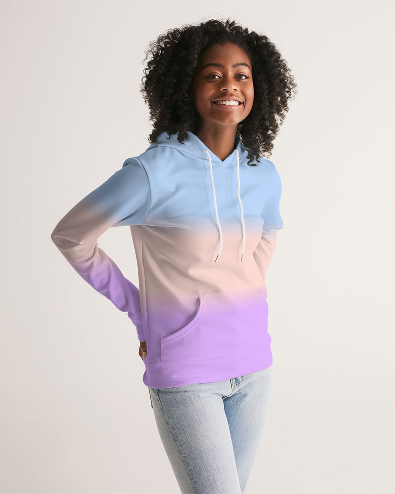 Tie Dye Women Pullover Hoodie, Pastel Blue Pink Gradient Ombre Aesthetic Graphic Hooded Long Sleeve Sweatshirt with Pockets Starcove Fashion