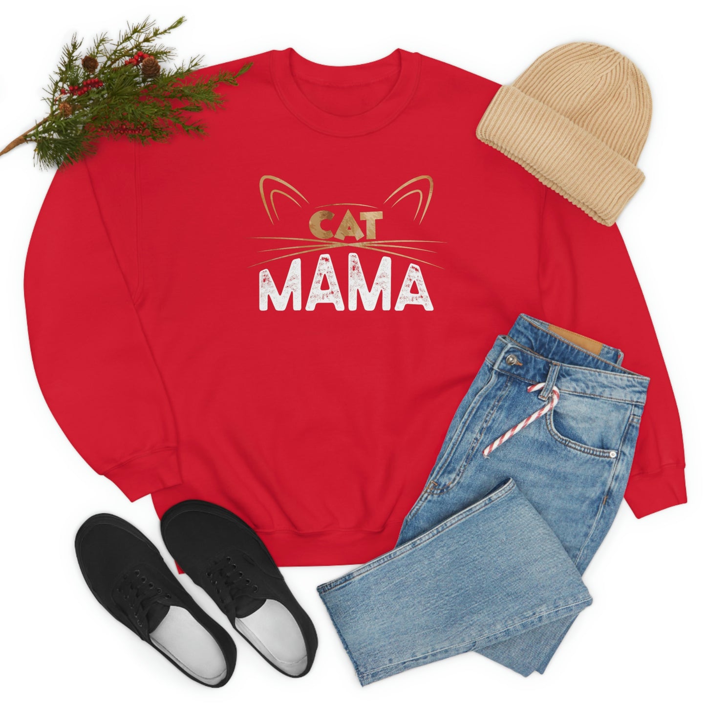 Cat Mom Sweatshirt, Cat Lover Mama Funny Graphic Crewneck Fleece Cotton Sweater Jumper Pullover Unisex Women Adult Aesthetic Top Starcove Fashion