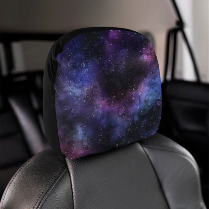 Galaxy Space Car Seat Headrest Cover (2pcs), Stars Purple Truck Suv Van Vehicle Auto Decoration Protector New Car Gift