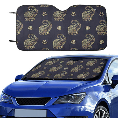 Elephant Windshield Sun Shade, Animal Print Black White Art Car Accessories Auto Protector Front Window Visor Screen Cover Decor Starcove Fashion