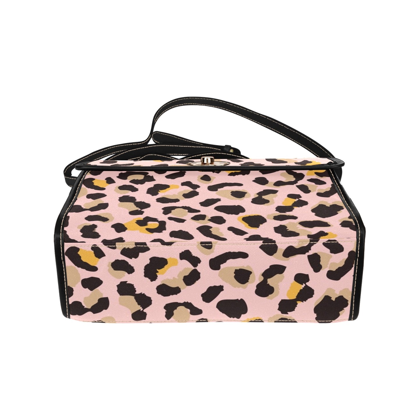 Pink Leopard Satchel Purse bag, Animal Print Cheetah Small Waterproof Canvas Cute Women Ladies Crossed Body Vegan Leather Strap Handbag