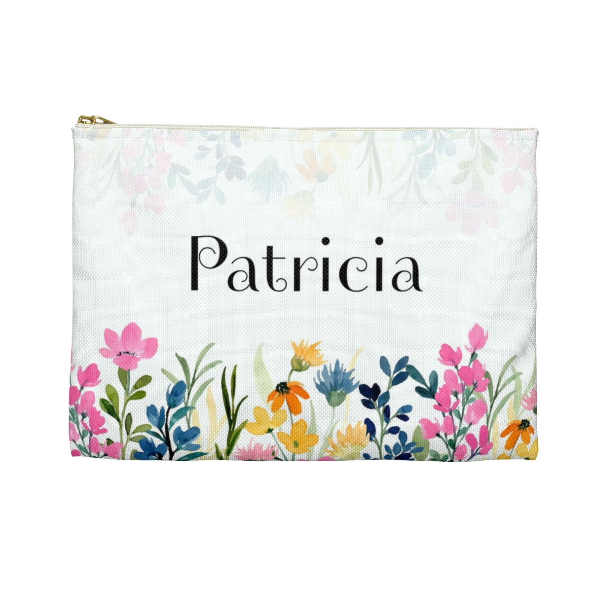 Custom Best Friend Gift, Wildflowers Makeup Bag Personalized Name Case Floral Monogram Zipper Travel Cosmetics Pouch Starcove Fashion