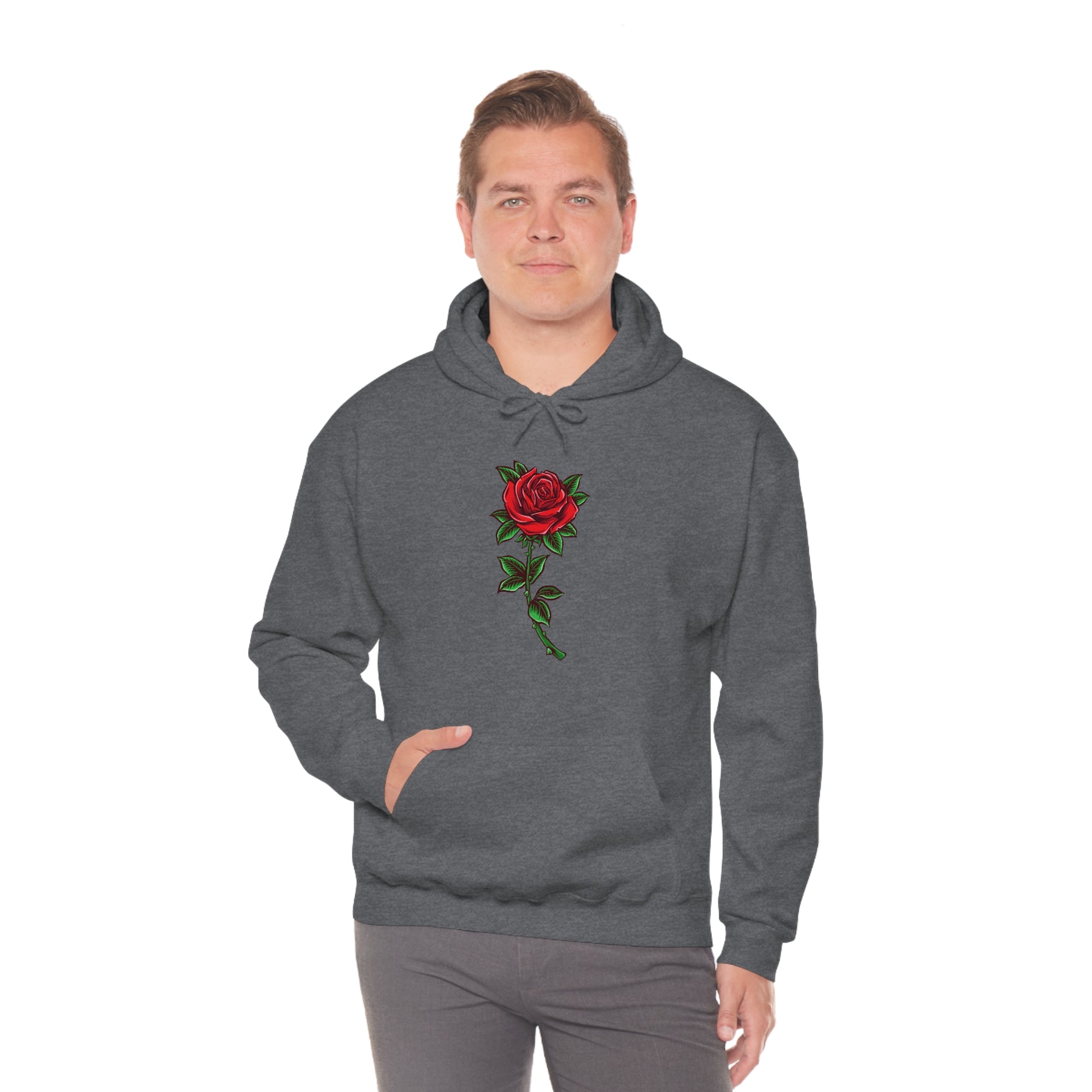 Red Rose Hoodie, Flowers Floral Pullover Men Women Adult Aesthetic Graphic Cotton Punk Goth Hooded Sweatshirt with Pockets Starcove Fashion