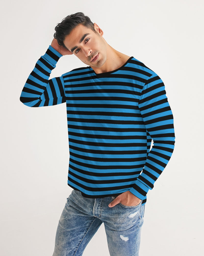 svulst Lover Oversætte Blue Black Stripes Men Long Sleeve Tshirt, Striped Unisex Women Design –  Starcove Fashion