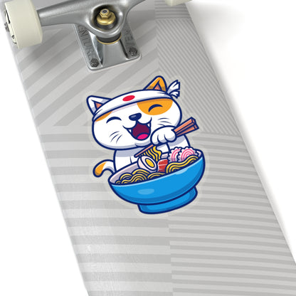 Cat Ramen Food Sticker, Asian Noodle  Laptop Decal Vinyl Cute Waterbottle Tumbler Car Waterproof Bumper Aesthetic Die Cut Wall Mural Starcove Fashion