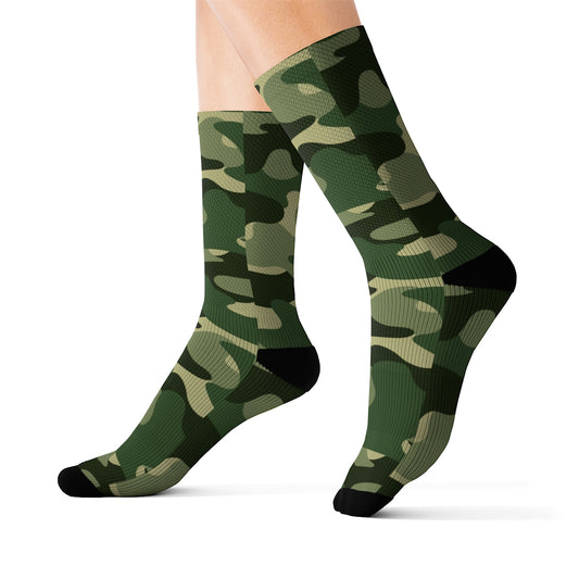 Camouflage Socks, Camo Army Green 3D Sublimation Socks Women Men Funny Fun Novelty Cool Funky Crazy Casual Cute Crew Unique Gift Starcove Fashion