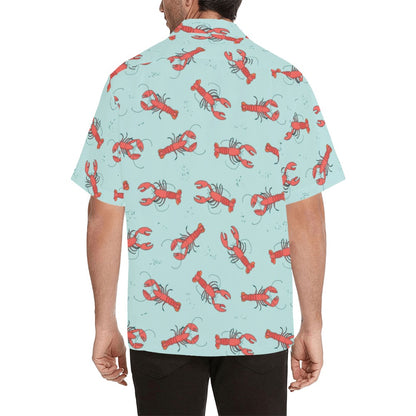 Red Lobster Men Hawaiian shirt, Crawfish Ocean Button Up Cool Funny Print Vintage Retro Summer Vacation Tropical Hawaii Aloha Plus Size