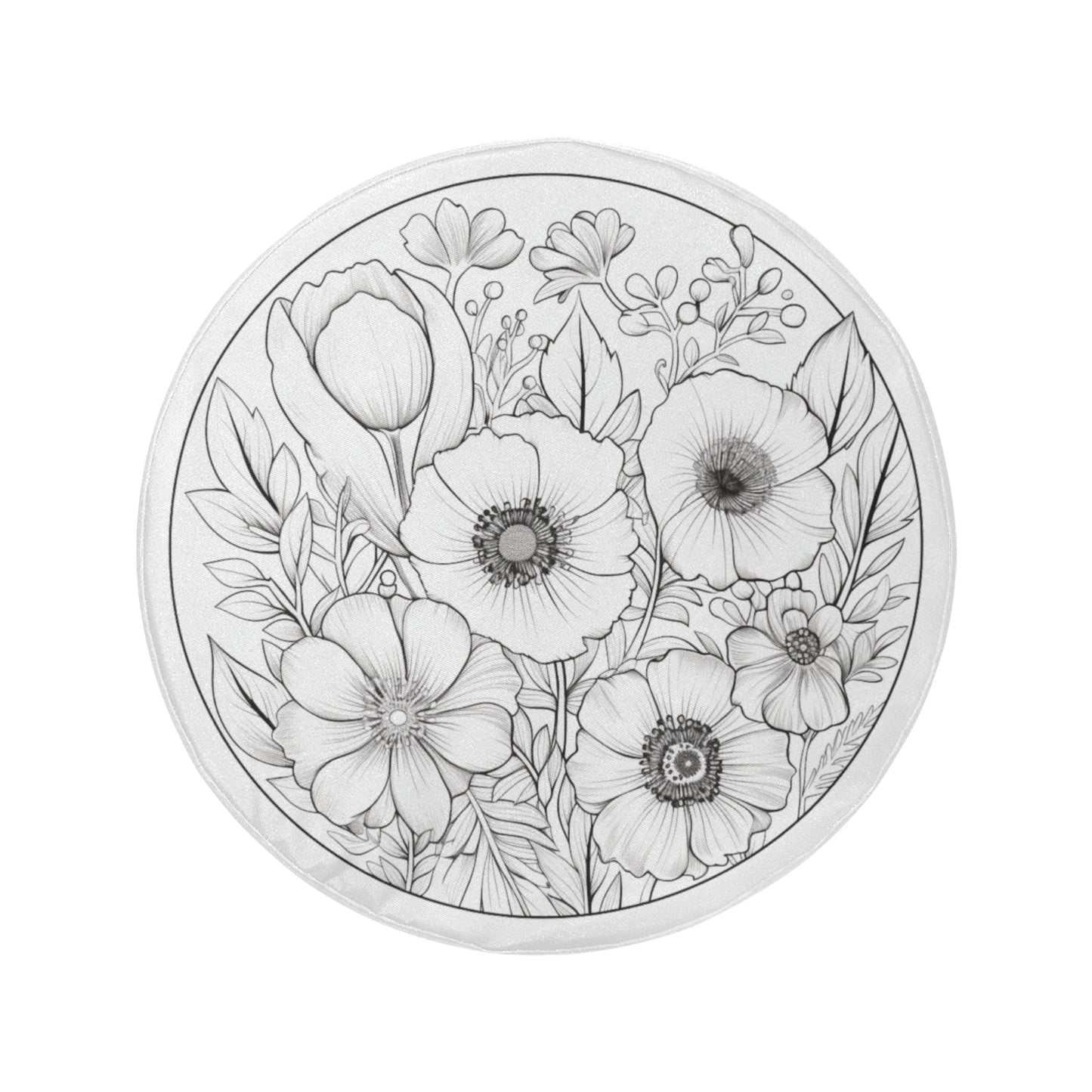 Flowers Spare Tire Cover, Floral Drawing White Wheel Accessories Custom Unique Design Backup Camera Hole Trailer Back Women Gift